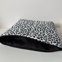 Image 5 of Handmade Quilted Leopard Makeup Bag – Grey Cosmetic Bag