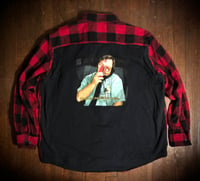 Upcycled “Officespace/Milton” t-shirt flannel