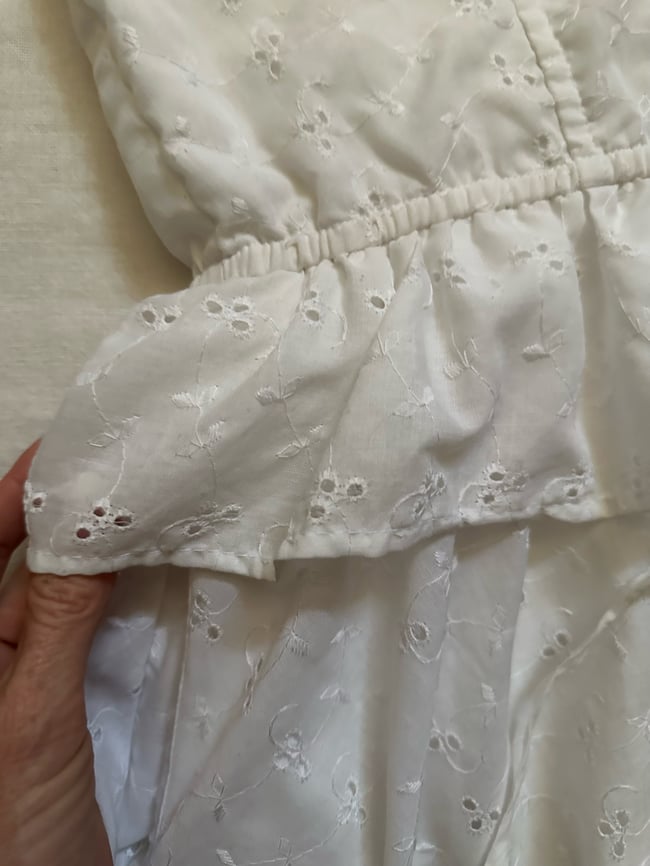 70s cotton eyelet peplum dress