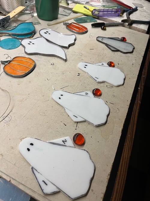 Image of Ghost & pumpkin - stained glass 