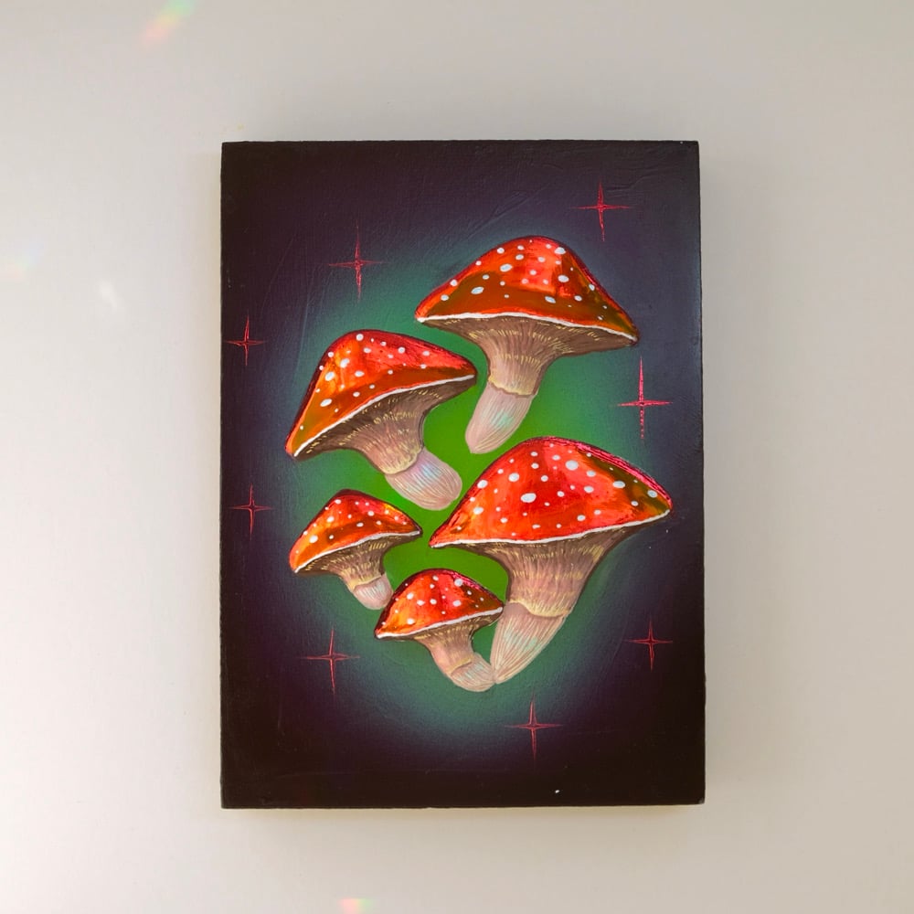 Image of 🍄 RED MUSHROOM ✧ Original 3D Mixed Media Painting