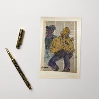 "In the Moment" subway watercolor - postcard