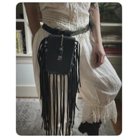 Image 4 of The Lita Fringe Belt Bag - Black Leather 