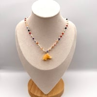 Image 2 of Yellow Crackle Agate Dolphin Necklace