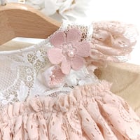 Image 2 of Newborn girls body-dress |Tamia | powder pink | ecru