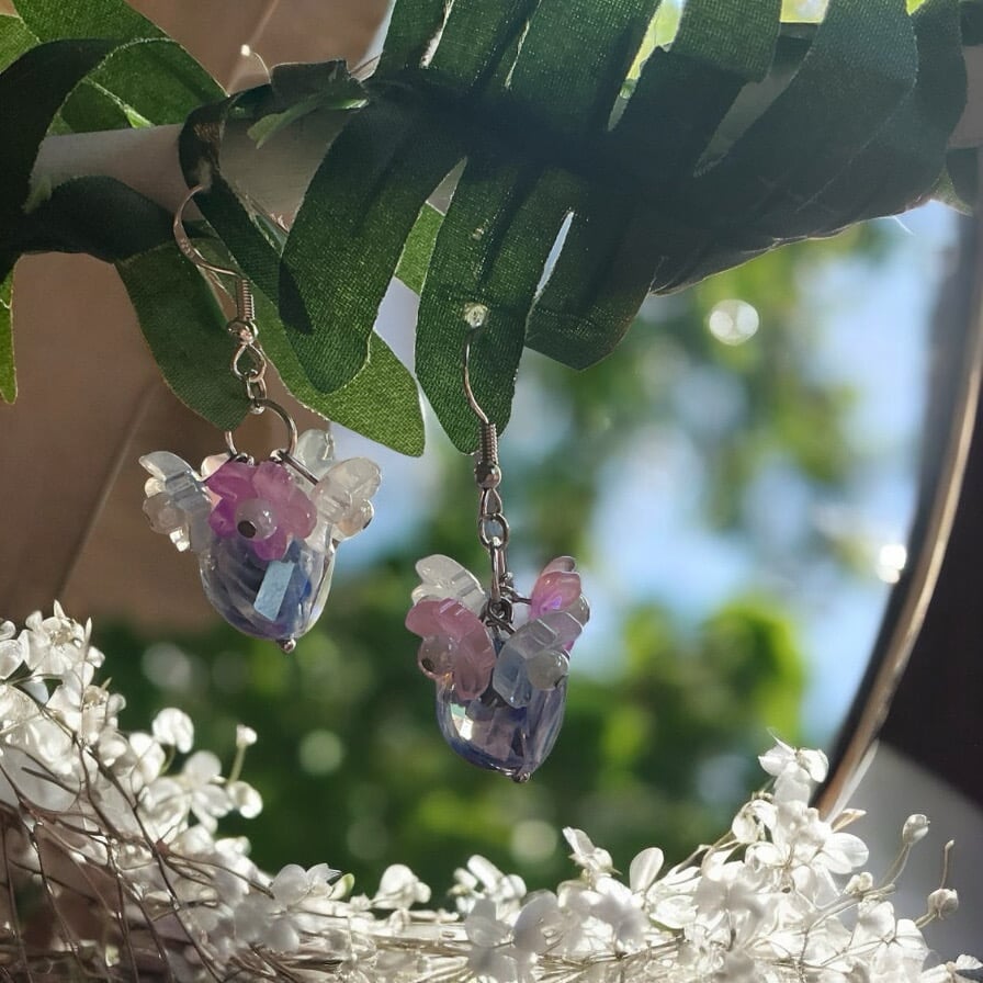 Image of Flower Charm Dangle Earrings