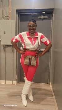 Image 2 of Red and White jogger 