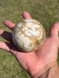 Image 6 of Amber Calcite Sphere | #2972