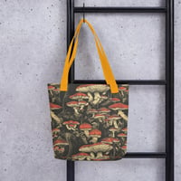 Image 1 of Dark Cottagecore Goth Inspired Vibrant Mushroom Tote bag