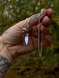 Image 1 of Lemurian Quartz & Hessonite Garnet Talisman