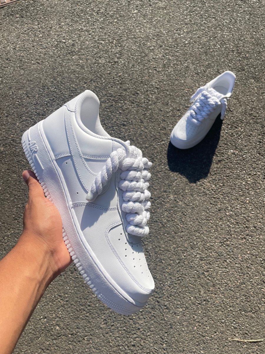 Ice white rope lace af1’s