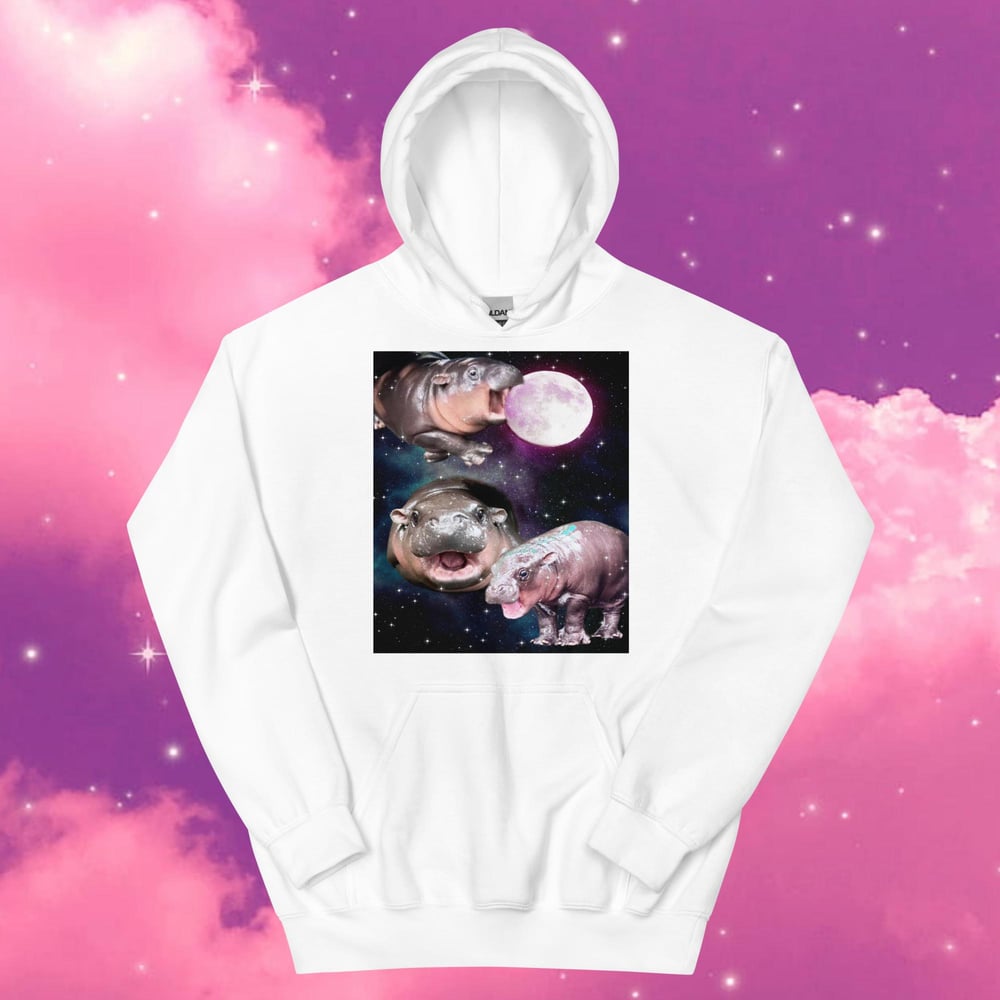 Image of Three Wolf Moon, but it’s Moo Deng! unisex hoodie cute gift 