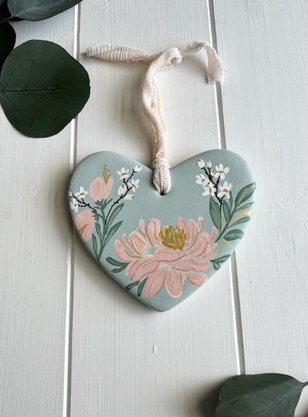 Image of Ceramic Heart Ornament - Ice Blue