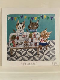 Image 3 of Small square print -Fun Feline Fuddle