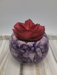 Image 2 of Handmade Resin Bowl with Lepidolite Crystals | Planter | Candle Holder - 3 Sizes