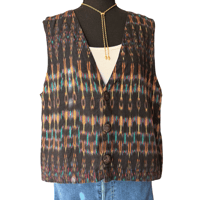 Image 2 of Vintage 1990s Ikat Hand Woven Cotton Vest by Chicos -Womens Size L 