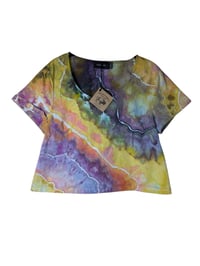 Image 2 of ♻️ UPCYCLED M Woven Top in Muted Euphoria Geode Ice Dye
