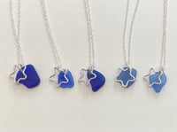 Image 1 of Beautiful Blue Sea Glass with Sterling Silver Star