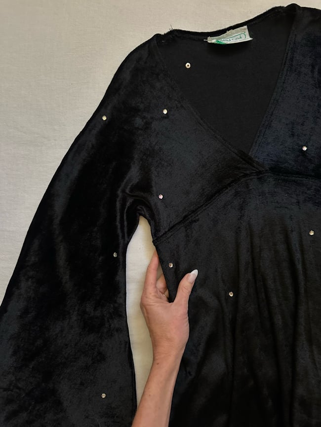 70s Betsey Johnson Alley Cat rare studded angel sleeve dress