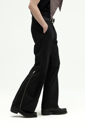 Image of EQUALNEAR - Ammo Belt Flared Pants (Black)