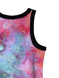 Image 7 of L Ladies Fitted Knit Contrast Tank in Candy Watercolor Ice Dye