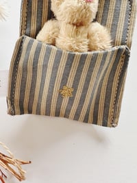 Image 3 of Tiny Plush bunny - Blue pinstripe