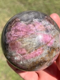 Image 7 of Pink Tourmaline & Smoky Quartz Sphere | #2968