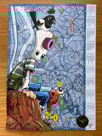 Limited 1 of 1 Hand Painted on Bristol Map 42cm by 30cm MAGPIE Cheo Character Signed copy