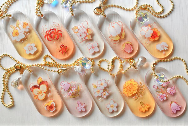 Image of Floral Tag Acrylic Charms