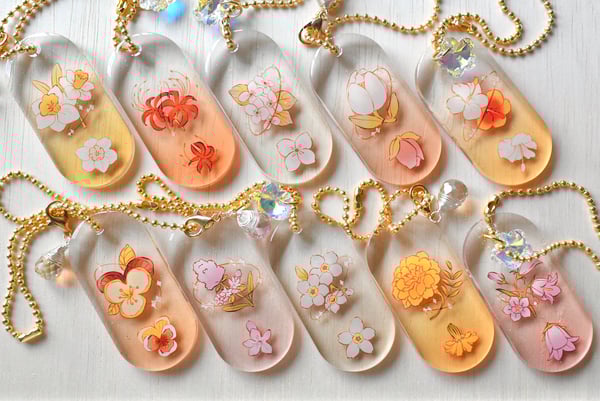 Image of Floral Tag Acrylic Charms