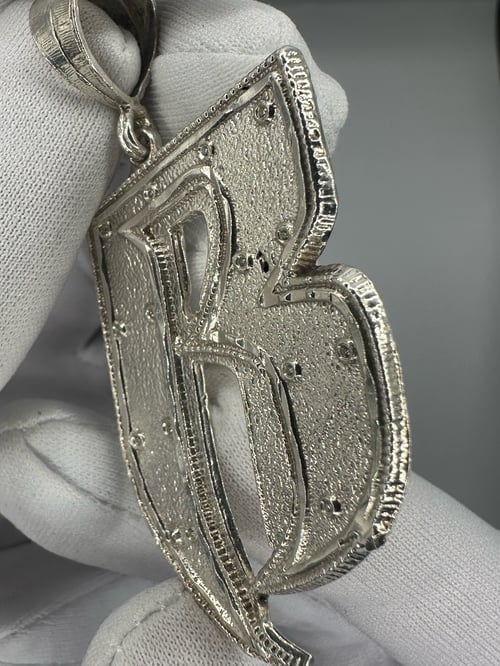Image of Vintage Sterling Silver & VVS1 Diamond Ruff Ryders "R" Pendant (Custom)