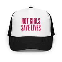 Image 6 of HOT GIRLS SAVE LIVES - THE TWO TONE FOAM TRUCKER HAT IN PINK 