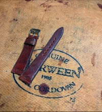 Image 3 of Antiqued Horween Shell Cordovan Watch Strap - Garnet