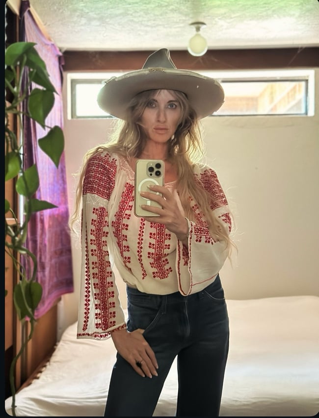 1960s Romanian hand embroidered gauze peasant blouse