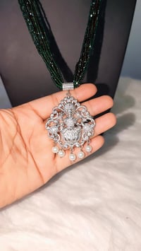 Image 2 of Hima_Long American Diamond Hydrocrystal Necklace Featuring Goddess Laxmi 