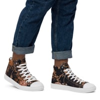 Image 1 of Dark Rose Gold Butterfly Design Goth Inspired Men’s High Top Canvas Shoes