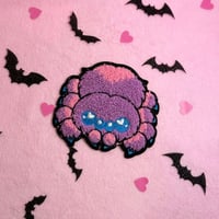 Image 4 of Fuzzy Purple Tarantula  - 3.5 Inch - Embroidered, Iron-On Patch