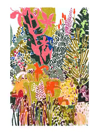 Image 1 of Botanical garden II , an original unframed oil pastel drawing 