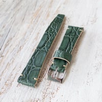 Image 1 of 20mm Two Stitch Crocodile Strap In Green