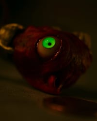 Image 13 of Egg of the King big eyes pendant, leather cord, brass hardware, OOAK,