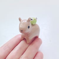 Image 5 of Capybara with frog ceramic figurine