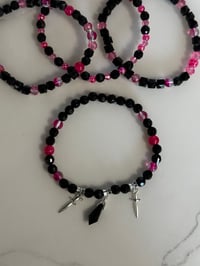 Image 7 of Black & Pink Tumbler Bracelet Stack