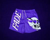 Court Purple and White 3/4 inch mesh shorts 