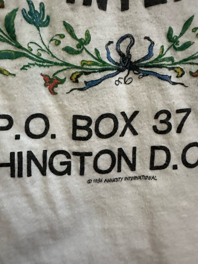 80s Amnesty International concert t shirt tee