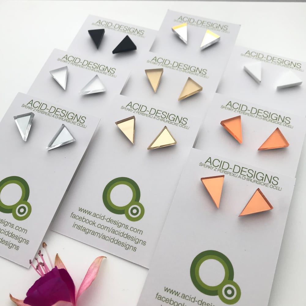 Image of Náušnice / Earrings Triangle Mirror n Bnw