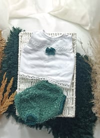 Image 1 of Newborn Photo Prop Set | with Mini Rug | newborn set for Photoshoot | emerald | white | Christmas