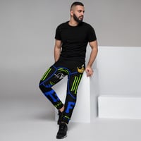 Image 2 of BOSSFITTED Black Neon Green and Blue Men's Joggers