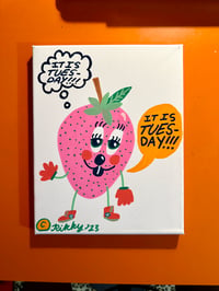 “Strawberry Says” (10”x8” Canvas Painting)