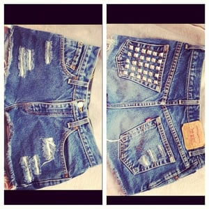 Image of Studded High Waisted Shorts