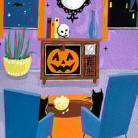Image 3 of Retro Spooky Room Gouache Painting